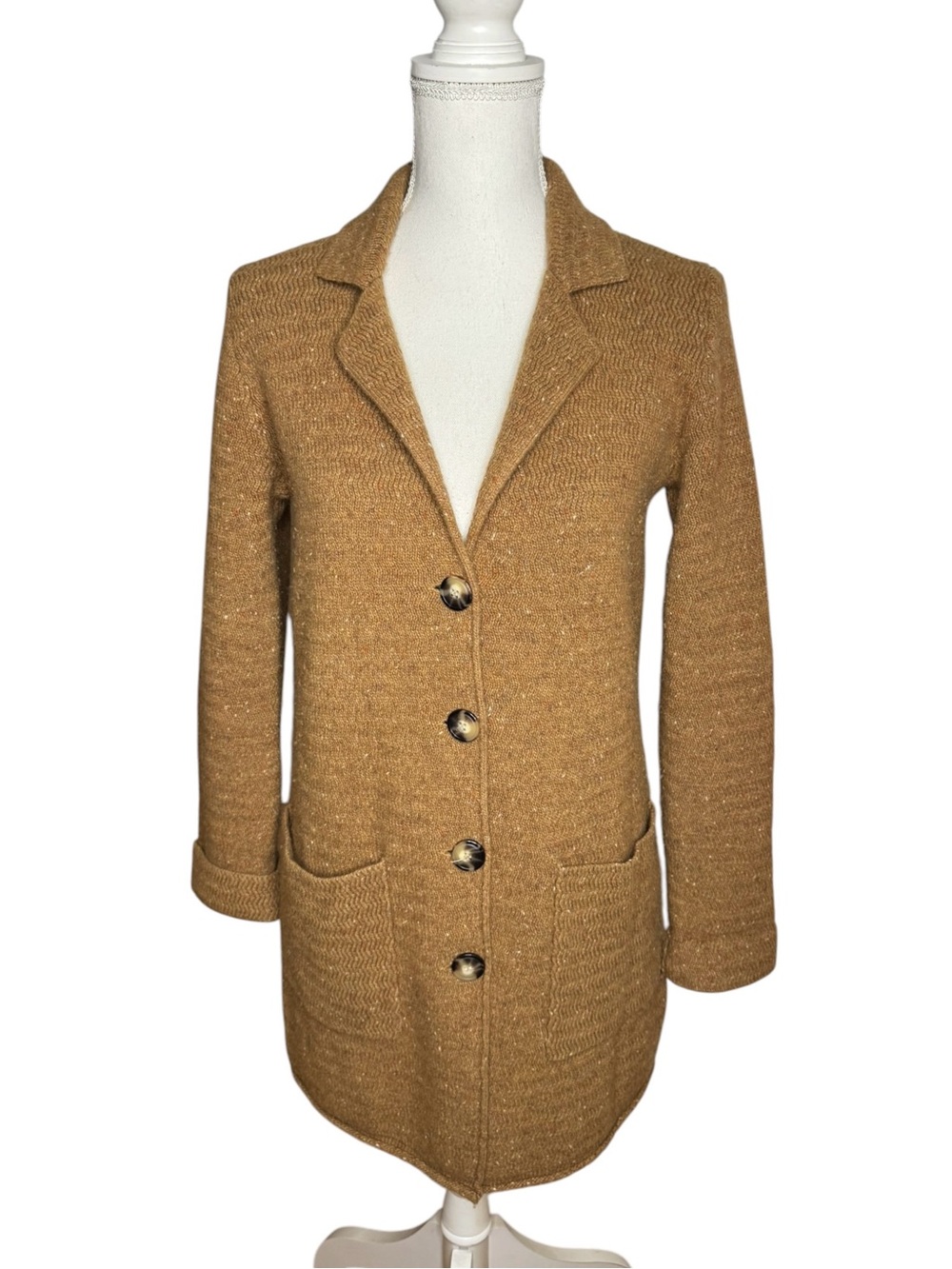 J.‎ Crew Mercantile Donegal Sweater Coat Cardigan XS Heather Camel
